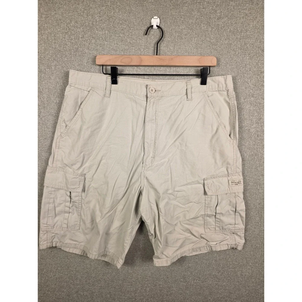 Wrangler Authentic Issue Mens 38 Cargo Shorts Beige Cotton Ripstop 60BTWDP